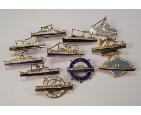 ENAMEL BADGES.
Various named ship badges etc.
Note: Lots 400-414 are mostly badges by Miller of Birmingham. Many obtained by 