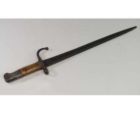 TURKISH BAYONET.
A Turkish bayonet, later WWI shortened. Various marks. Length 52cm. No scabbard.