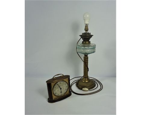 Hinks &amp; Son Brass Oil Lamp (circa early 20th century) Converted to an Electric Table Lamp, 48cm high, With a Tempora Mant