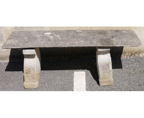 Stone garden bench, the top on two supports, 120cm long&nbsp;