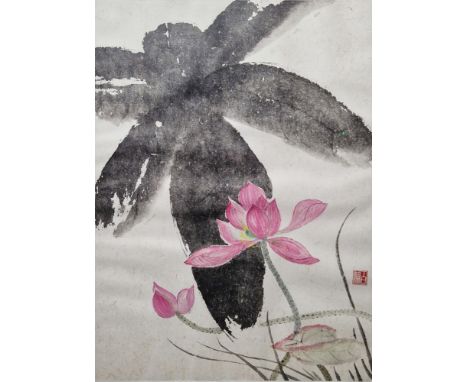 Chinese school
Watercolour
Pair of floral watercolours, artist's seal mark, framed and glazed, image size 60cm x 46.5cm (2)