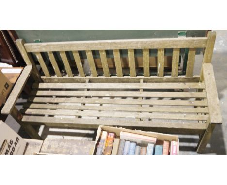 Wooden garden bench with slatted back and seat, 155cm long x 83cm high