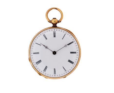 47 OROLOGIO DA TASCA BONNOULLION - GENEVE in oro giallo, doppia cassa, con quadrante in smalto bianco e fondello inciso raffi