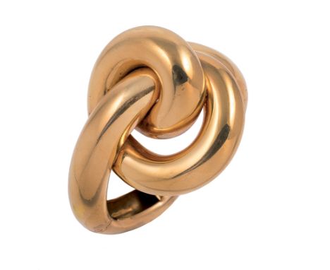 328 BRACCIALE ALLA SCHIAVA , 1970 CIRCA realizzato in oro giallo con grande motivo a nodo Gr 120,10 KNOT BANGLE, 1970 CIRCA i