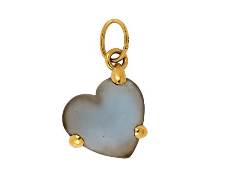209 PENDENTE DI POMELLATO in oro giallo a forma di cuore in quarzo idrotermale azzurro chiaro. Gr 24HYDROTHERMAL QUARTZ PENDA