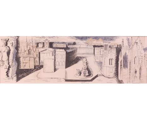John Piper (1903-1992) - Cheltenham, lithograph in colour, 24 x 71cm Condition Report / Extra Information Framed and glazed.
