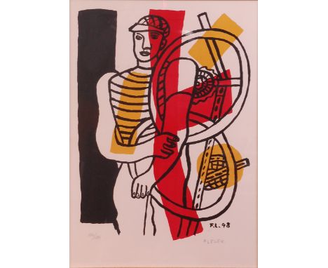 Fernand Leger (French 1881-1955) - The cyclist, lithograph printed in colours, signed and numbered '124/150' in pencil, 58 x 