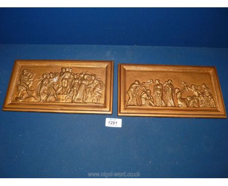 A pair of Italian plaques taken off a console table of Mothers and children.