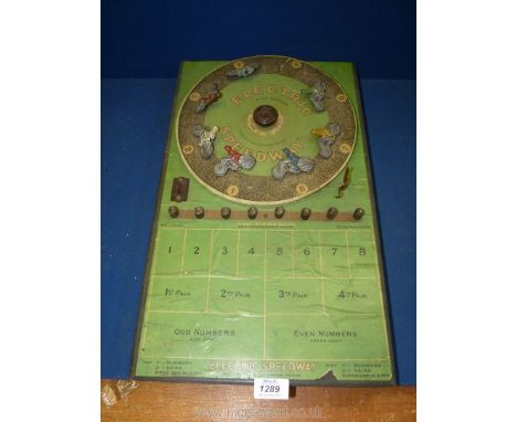 A pre-war ''Electric Speedway Game'' patent no. 377613, by B.G.L London (one motorcycle missing), a/f