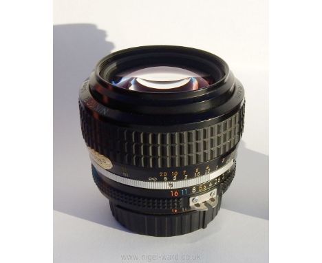 A Nikon Nikkor 50mm f/1.2 Ai-S manual focus Prime Lens No. 270841, with back cap, lens cap and padded case.