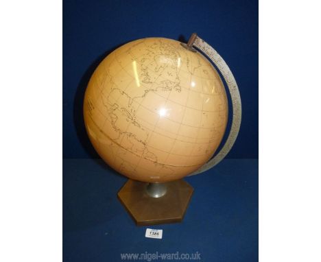 A Danish made Globe, a/s 1978, Cartography by Karl F.Harig/printed E.Gieseking, Germany, 17'' tall.