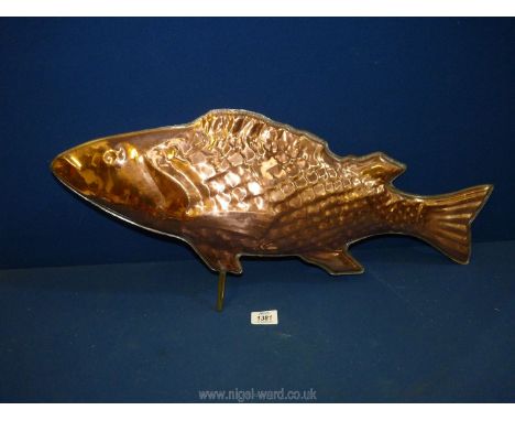 A Copper fish Weather Vane having a brass swivel tube, 25 1/2'' long overall