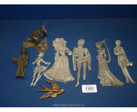 An EPNS figure of a Kangaroo together with bronze figure etc.