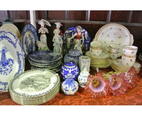 A quantity of miscellaneous ceramics including Victorian tea wares with painted rose, pansy and forget-me-not decoration, var