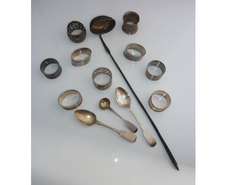 A miscellaneous collection of three Fiddle pattern spoons, various makers, London & Exeter, 1841-1842 & 1861, 58g in total; a