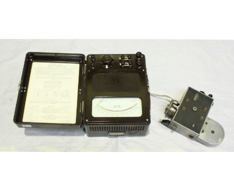 A Sangamo Weston Ltd AC/DC Wattmeter in Bakelite case, 29x22cm, together with s Setright bus ticket machine