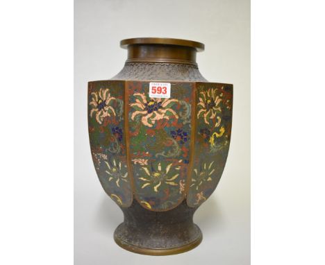 A large Chinese cloisonne enamel octagonal vase, 36cm high. 