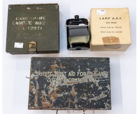 Mid 20th Century armoured fighting vehicle first aid kit, Brond Arrow marked, with original wax paper liner and almost comple