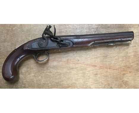 Late 18th early 19th Century long coaching, holster or livery pistol of a military style by ‘CRANMER’ in approx .600” bore. O