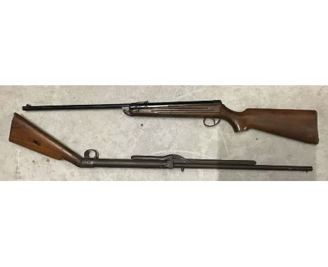 Two BSA .22 air rifles one ‘Meteor’ the other older model. (Meteor stock broken at front).Must be over 18 to purchase this it