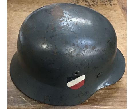 WW2 German Army M35 helmet with pencil name to interior ’Soiuter?’ original liner missing chin strap.