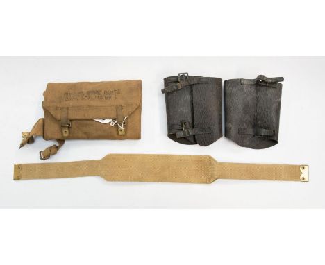Matched pair of grain leather GA items with two retaining straps and buckles, no issue marks, but inked 9162 to inside, possi