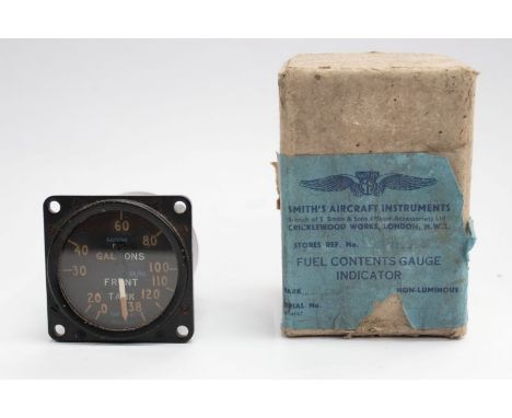 WWII era Smiths Aircraft instrument fuel contents indicator, for a Vickers Wellington medium bomber, dial is marked 6A/894, A