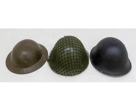 A Belgian issued Brodie helmet, marked Comet ABL50, plus a P-1944 Turtle MKIV steel helmet, dated 1953 plus another similar g