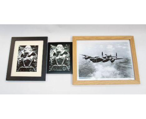 A quantity of WWII Aviation themed reproduction photo prints, most portray a Lancaster Bomber read gunner, plus there are som