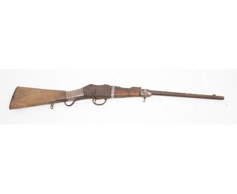 Late 19th century, obsolete calibre, breech loading Martini Henry carbine style rifle.Lever action with falling block.No disc