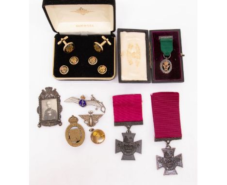 A selection of 19th century and later military related items.To include: a fine quality late Victorian era miniature Voluntee