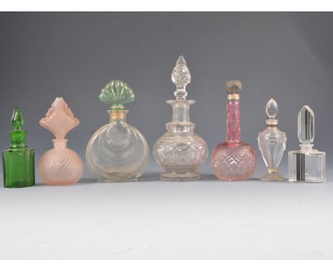 Art Deco and other glass scent bottles, (7)
