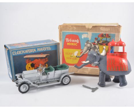 Franklin Mint 'Silver Ghost' Triano Minic elephant, clockwork Marvel steam engine.