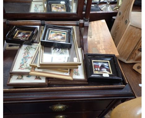 A SET OF FOUR MINIATURE FRENCH ENAMEL PICTURES and similar