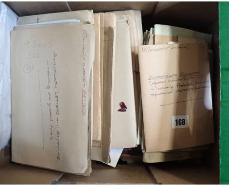 A LARGE COLLECTION OF AUTOGRAPHED AND MANUSCRIPT EPHEMERA, containing the signatures of many public notables, artists, politi