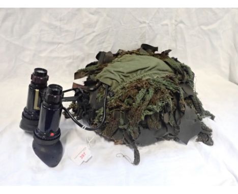 A 1972 BRITISH ARMY TURTLE HELMET, with rare night vision binoculars