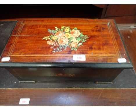 A LATE 19TH CENTURY EIGHT AIR CYLINDER MUSIC BOX, in a grained and transfer decorated case, playing 'Her golden hair was hang