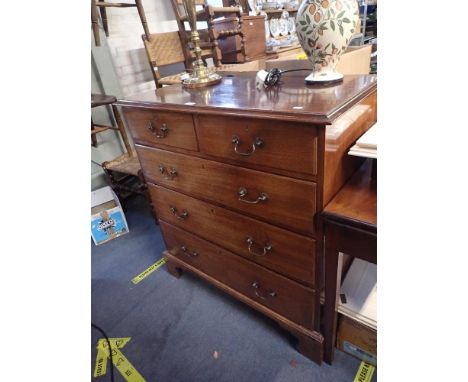A 19TH CENTURY MAHOGANY CHEST OF DRAWERS, on bracket feet, 97cm wide