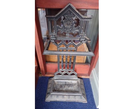 A VICTORIAN AESTHETIC CAST IRON STICK STAND, 79cm high