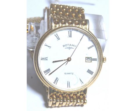 ROTARY GENTS WRISTWATCH. Gents Rotary quartz gold tone wristwatch with gold and steel case and bracelet date display