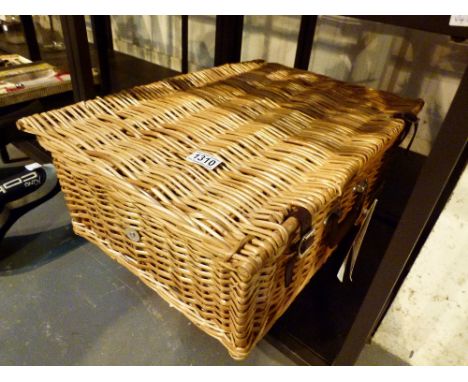 ANTLER PICNIC HAMPER. Antler wicker picnic hamper with complete original contents