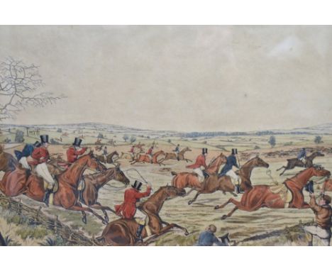Thomas Fielding (British, 1758-1820) after Henry Alken (British, 1774-1850) hand coloured etching, 'Getting Away' hunting sce