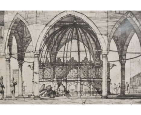 After Louis Rosenberg (American 1890-1983) monochrome etching 'The Fountain' Aya Sophia, signed in pencil to margin, entitled
