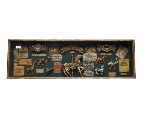 20TH CENTURY 'CAROUSEL HERITAGE' DIORAMAin a glazed case, displaying reproduction ticket stubs and carousel ephemera relating