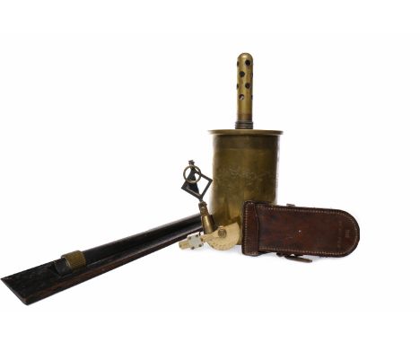 WWI NEWMAN 7 GUARDIA CLINOMETERno. 2101, circa 1915, with makers marks, in fitted case; along with a trench art bell modelled