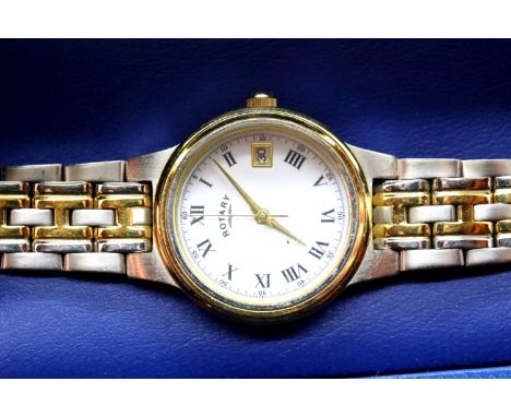 Ladies boxed Rotary gold plated wristwatch. P&amp;P Group 1 (£14+VAT for the first lot and £1+VAT for subsequent lots) 