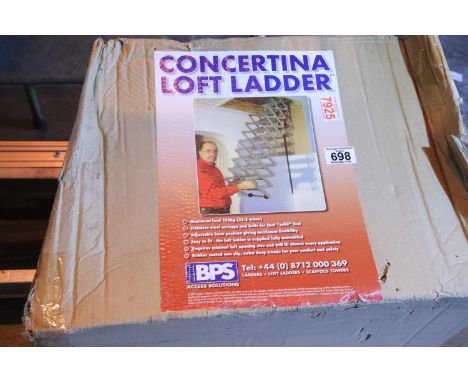 Concertina loft ladder, max load 150kg, boxed but unchecked. Not available for in-house P&amp;P 