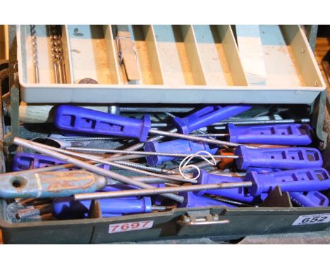 Plastic toolbox containing a large selection of plastic handled files. Not available for in-house P&amp;P 