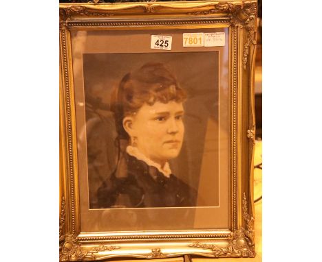 Framed and glazed portrait of a lady. Not available for in-house P&amp;P 
