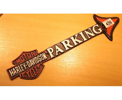 Cast iron Harley Davidson Motorcycles sign, 40 x 8 cm. P&amp;P Group 2 (£18+VAT for the first lot and £3+VAT for subsequent l